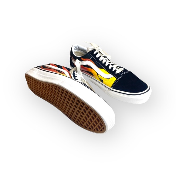 Vans™ ® ✌︎︎ Flame Old Skool Sneakers ✌︎︎ Black Skate Shoe Skateboard Sneaker ✌︎︎ - Picture 12 of 16
